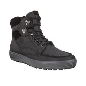 Ecco Men's Soft 7 Tred Moc Toe Lace Up Boot Oiled Nubuck Leather Black
